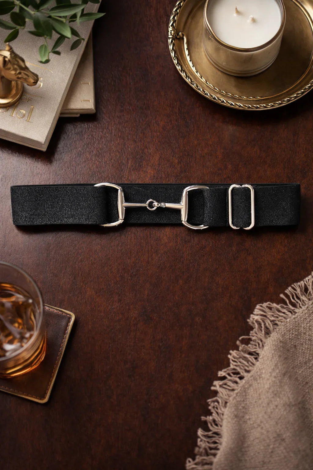 Cinto Hipismo Losama Glitter | Elástico Ajustável com Bridão Prateado