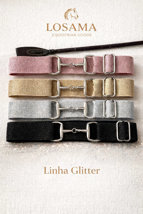 Cinto Hipismo Losama Glitter | Elástico Ajustável com Bridão Prateado