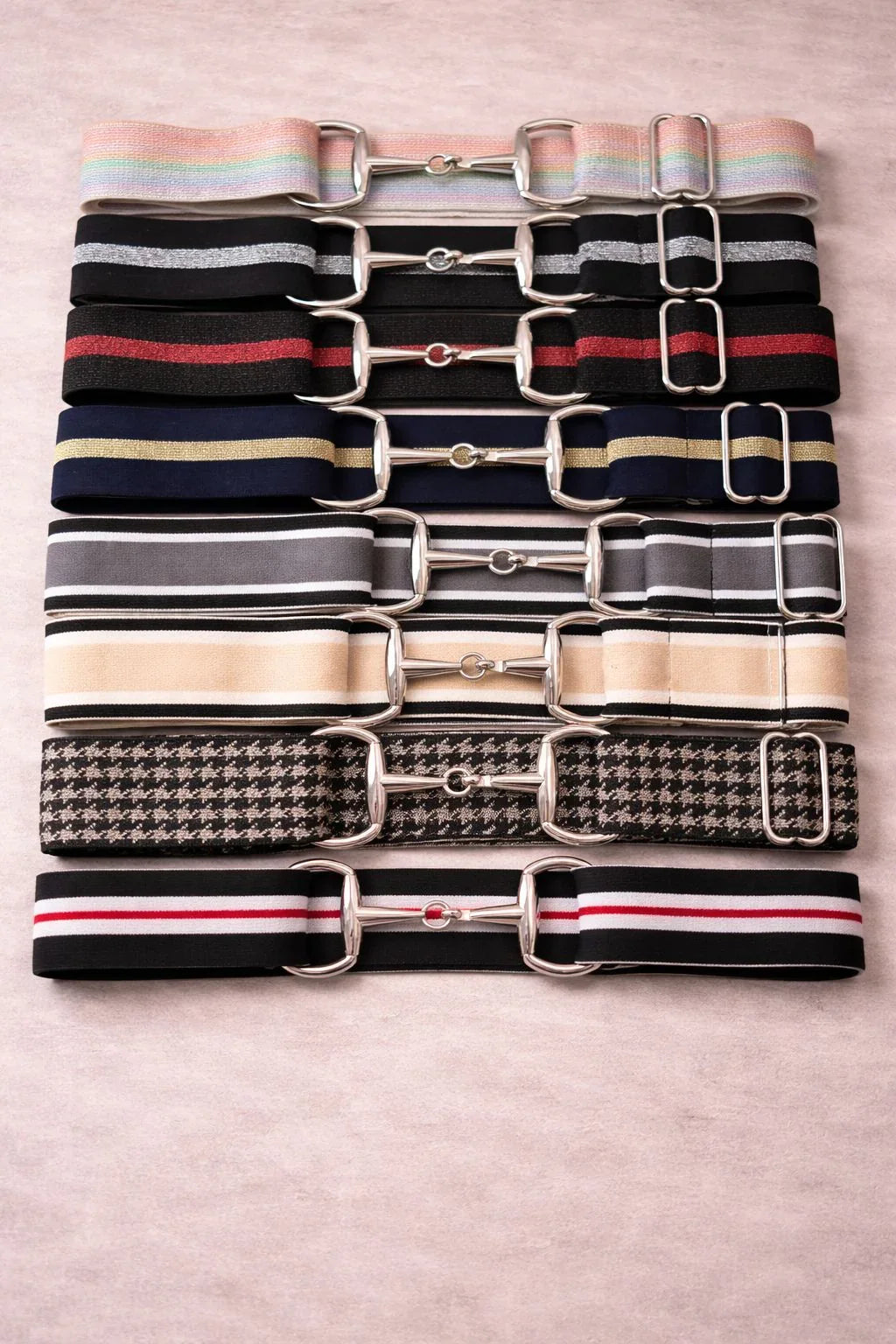Cinto Hipismo Losama Stripe Glitter | Elástico Ajustável com Fivela de Bridão