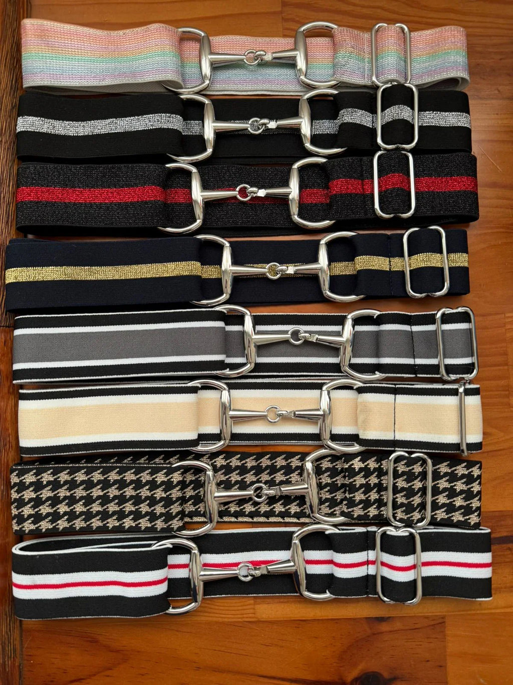 Cinto Hipismo Losama Stripe Glitter | Elástico Ajustável com Fivela de Bridão