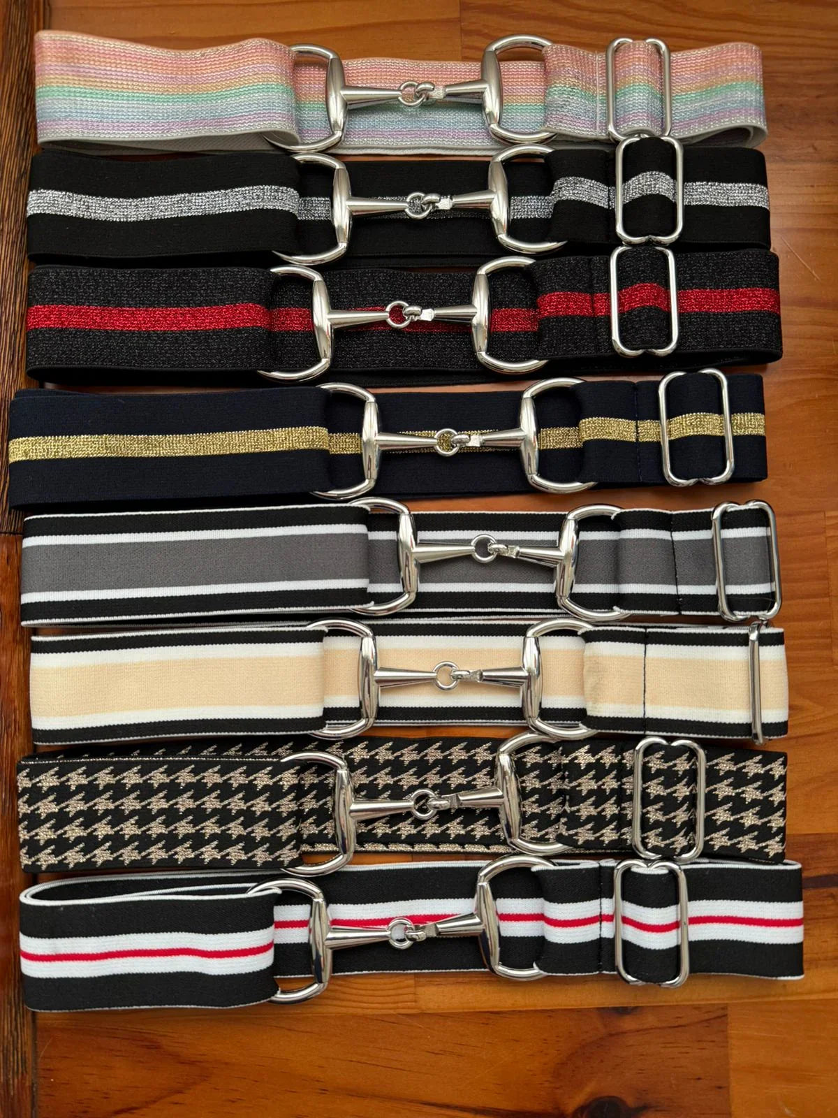 Cinto Hipismo Losama Stripe Glitter | Elástico Ajustável com Fivela de Bridão