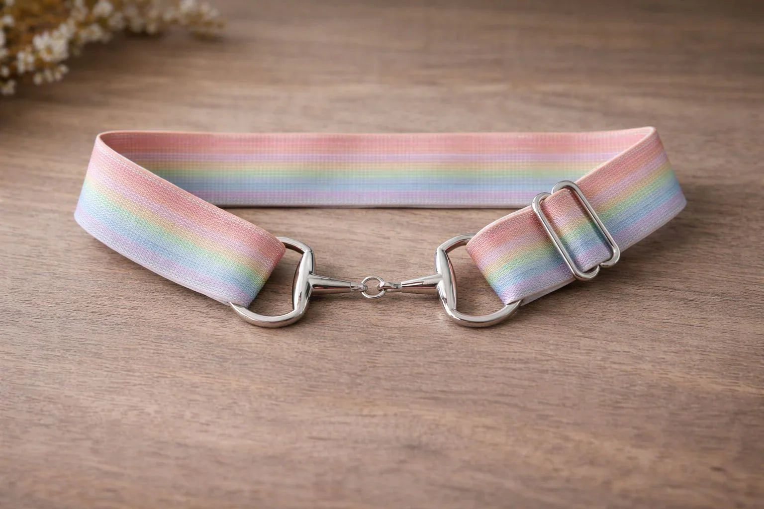 Cinto Hipismo Losama Stripe Glitter | Elástico Ajustável com Fivela de Bridão