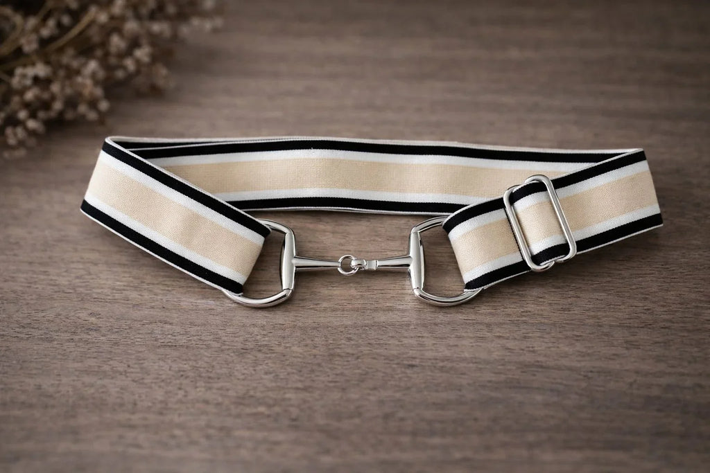 Cinto Hipismo Losama Stripe Glitter | Elástico Ajustável com Fivela de Bridão