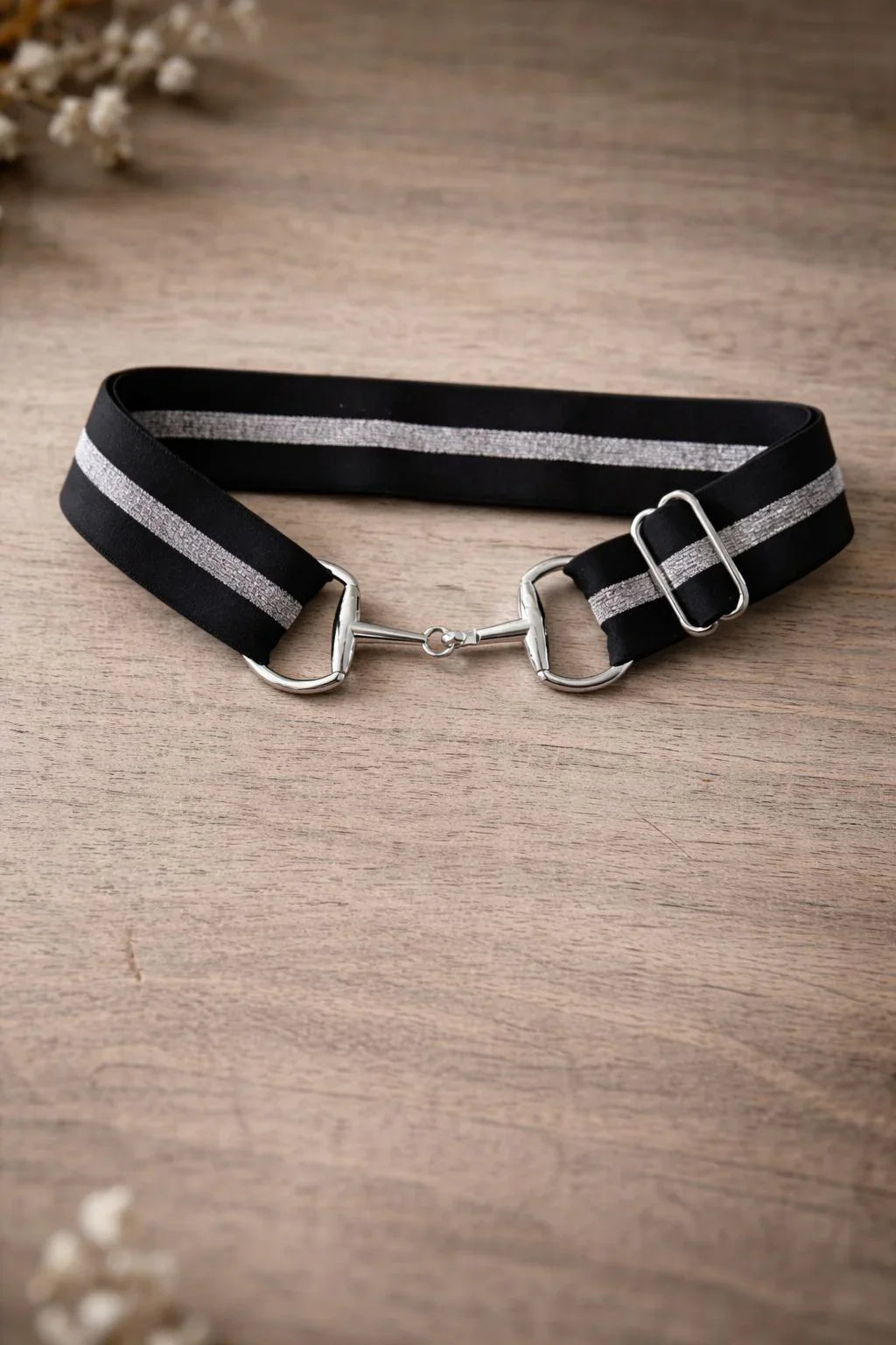 Cinto Hipismo Losama Stripe Glitter | Elástico Ajustável com Fivela de Bridão
